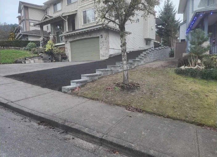 Finished Allan block retaining wall replacement in Maple Ridge