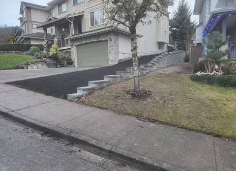 Completed block retaining wall after replacement